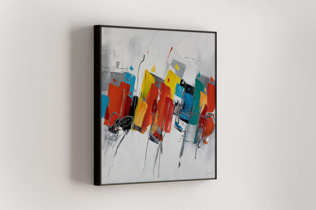 OLEJOMALBA 80/80 cm, Zvířata - bílá/různobarevná, dřevo/textil (80/80cm) - KUNSTLOFT