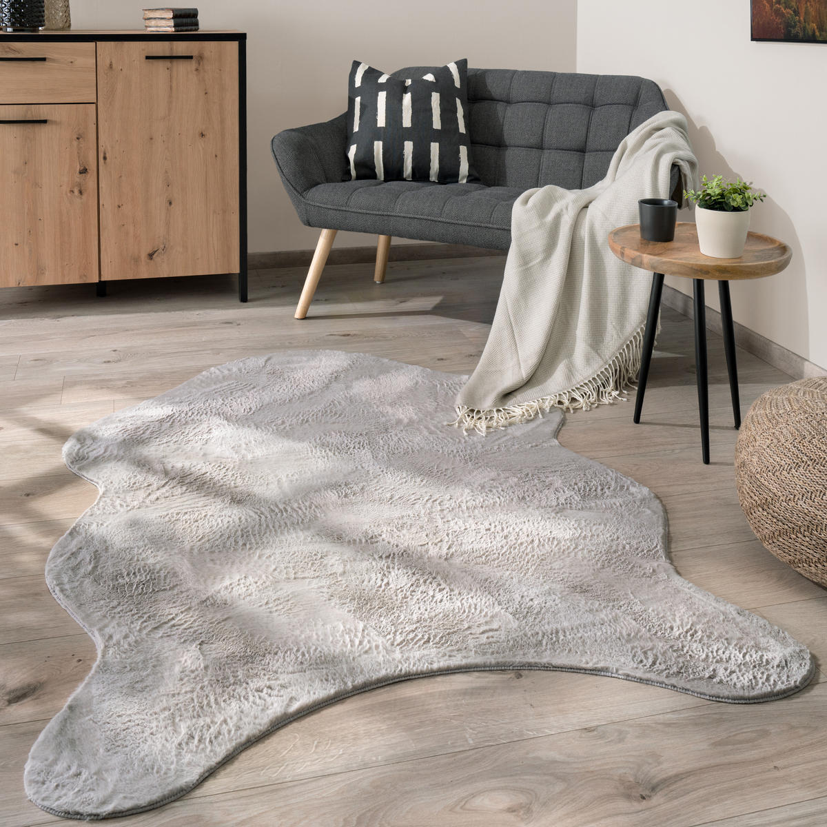 KURZFLORTEPPICH 120/160 cm Pelt 640 - Grau, Textil (120/160cm) - Paco Home