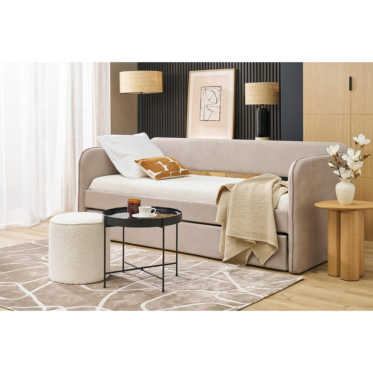 TEPPICH Rechteckig Taupe Line-Art 160x230 APOLLINE - Taupe, Textil (160/230cm) - Miliboo