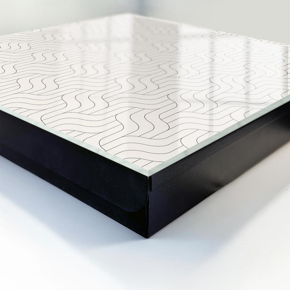 SCHLÜSSELBOX Schwarz 30x30 cm- Türöffnung nach rechts - Geometrisches Muster - Beige, Metall (30/30/5cm) - TULUP