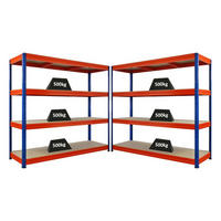 SCHWERLASTREGAL Dino 2er-Set 180x200x60cm Spanplatten-Ebenen Blau/Orange - Blau/Orange, Metall (400/180/60cm) - PROREGAL