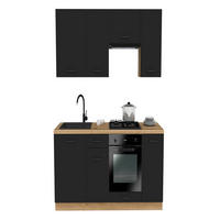 KÜCHENZEILE 200 cm mit Arbeitsplatte - SIMPLY Z3 - in Schwarz Matt / Eiche - Schwarz, Holz (200/212/53cm)