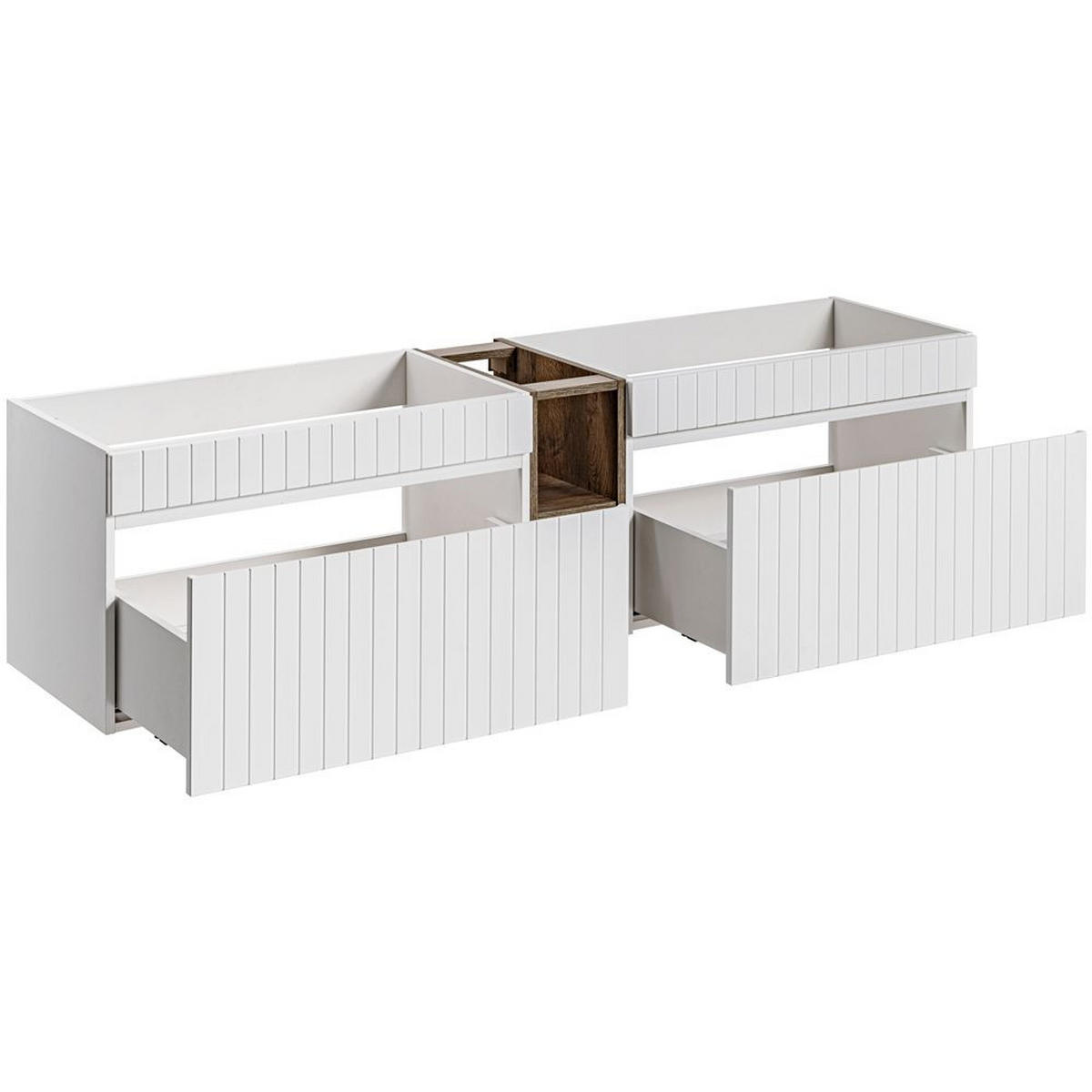 BADMÖBEL-SET 3-TLG. Iraklio-56 - Weiß, Holzwerkstoff (180/200/46cm) - Lomado