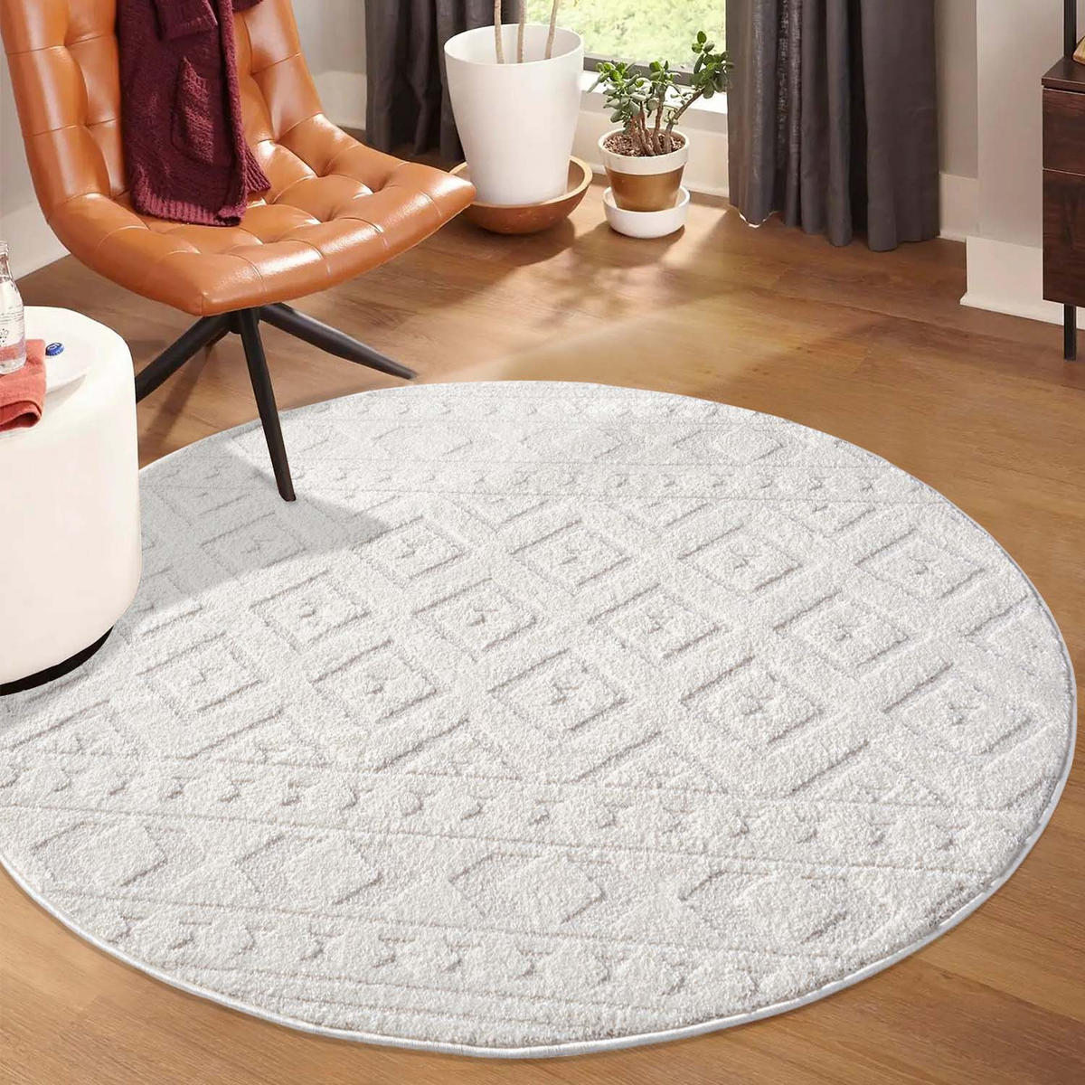 KURZFLOR-TEPPICH Lounge 9999 Creme 200 cm Rund - Creme, Textil (200/200cm) - carpet city