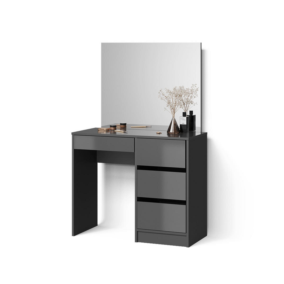SCHMINKTISCH Imola Anthrazit 90 cm mit Spiegel - Anthrazit, Holzwerkstoff (90/75/40cm) - Livinity®