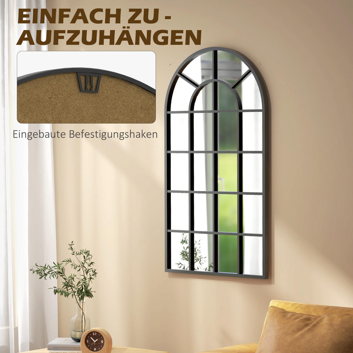 WANDSPIEGEL 65/2,5/110 cm schwarz aus Aluminium mit Splitterschutzfolie - Schwarz, Metall (65/2.5/110cm) - OKWISH