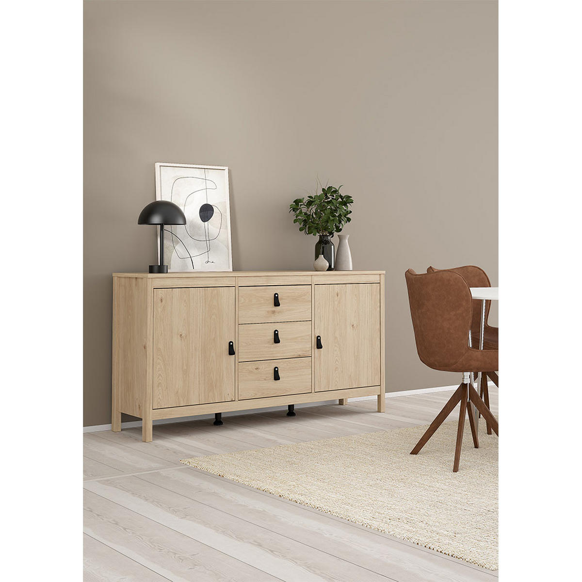 SIDEBOARD, Madrid, Eiche, Holzwerkstoff, 152 x 39 x 80 cm - Eichefarben, Holzwerkstoff (152/80/39cm) - ebuy24