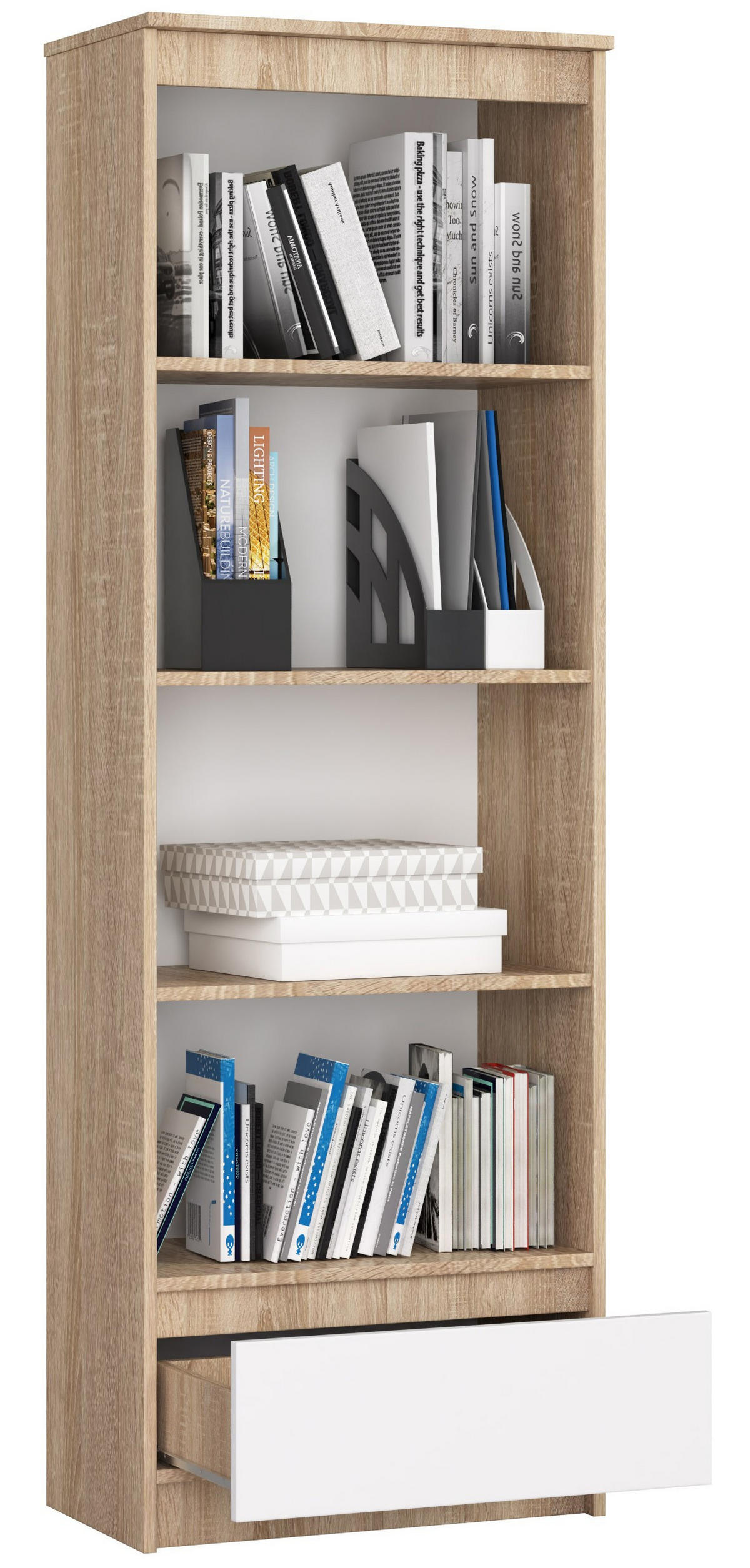 MEHRZWECKSCHRANK Sonoma Eiche, Weiß 60x180x35 cm - Weiß/Sonoma Eiche, Holzwerkstoff (60/180/35cm) - Akord