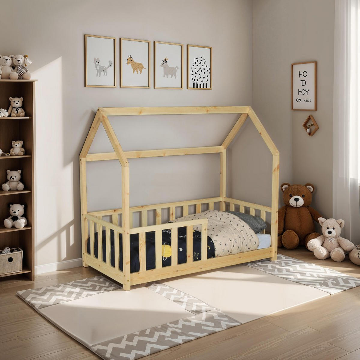 HAUSBETT KIWI mit Lattenrost / Kinderbett 70x140 - Naturholz - Naturfarben, Holz (70/140cm) - Weber Industries