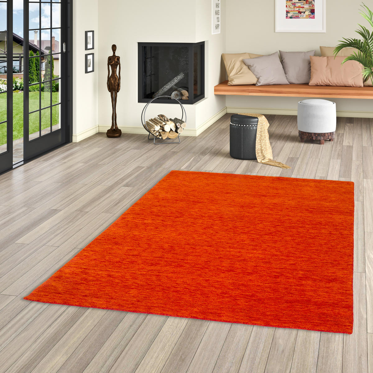WOLLE NATUR TEPPICH GABBEH MAYA EINFARBIG - Terra cotta, Textil (70/300cm) - Pergamon