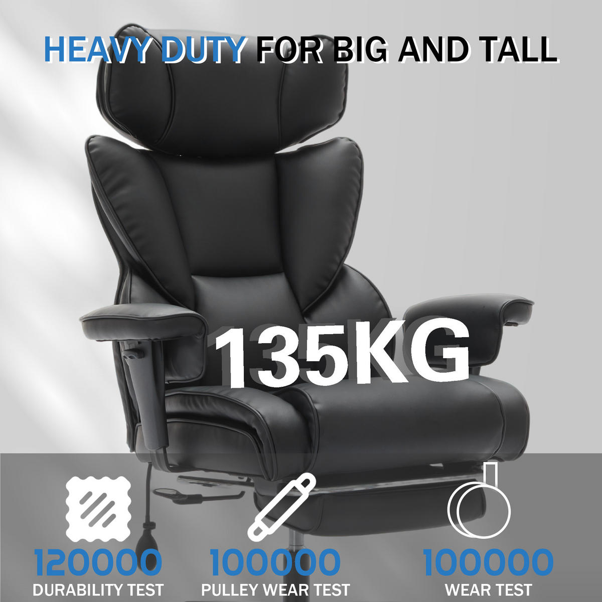 CHEFSESSEL DE-40949 mit Fußstütze und Lendenluftkissen Schwarz - Schwarz, Metall (56/121/52cm) - ComfortXL