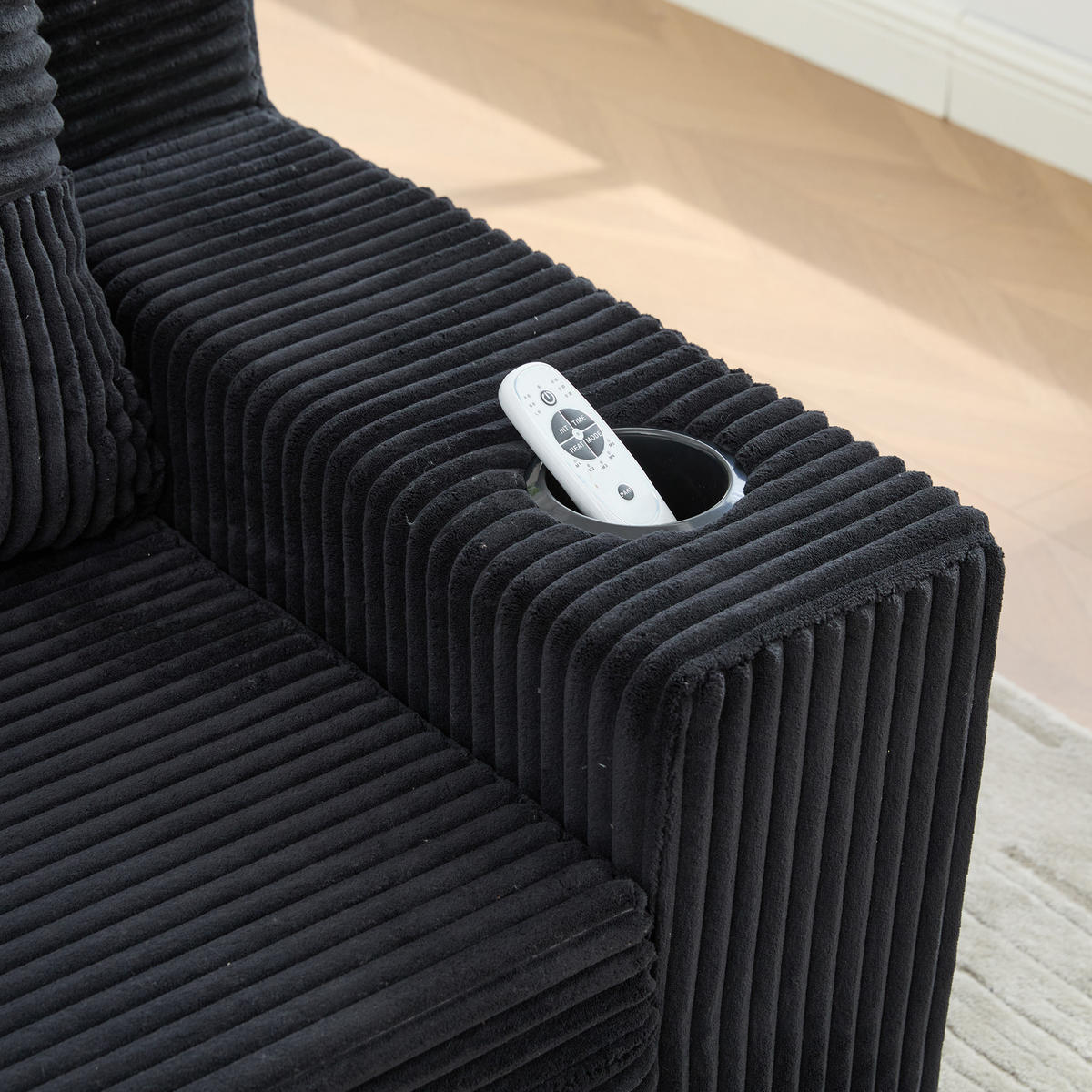 SCHLAFSOFA Modular mit Getränkehaltern und Seitentaschen, DE-42913, Schwarz - Schwarz, Textil (172/64/87cm) - ComfortXL