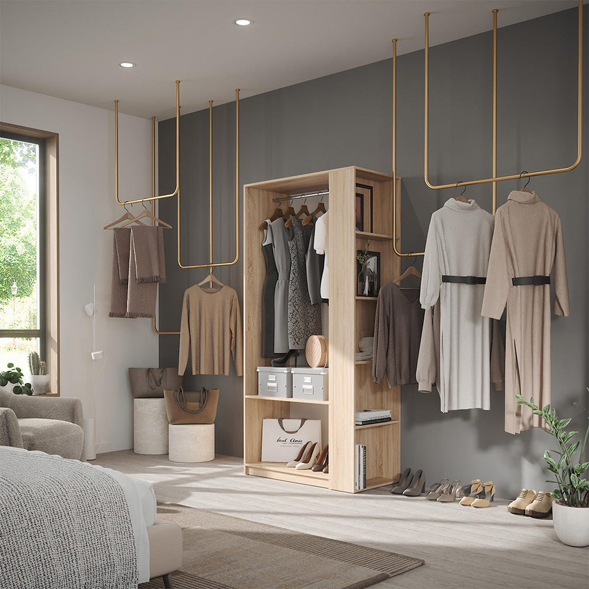 ŠATNÍKOVÁ SKRIŇA Elmo Sonoma 80 x 200 cm Sada 2 ks - dub sonoma, kompozitné drevo (80/200/50cm) - Vicco