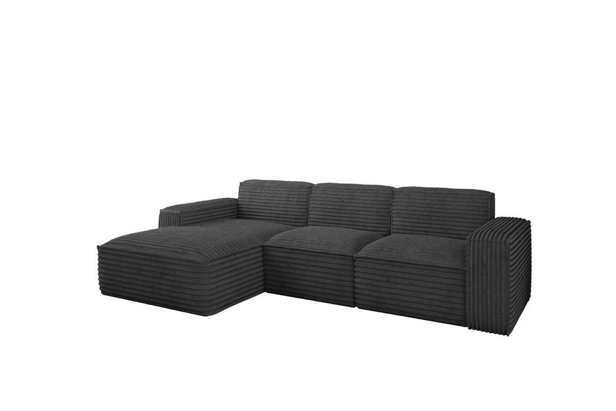 ECKSOFA L-Form Siena Stoff Velo Graphit Links - Graphitfarben, Holz/Kunststoff (165/266cm) - Kaiser Möbel