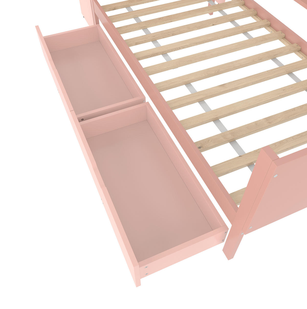 RAHMENBETT 90/200 cm mit Schreibtisch und 2 Schubladen in Rosa - Rosa, Holz - BEAOK