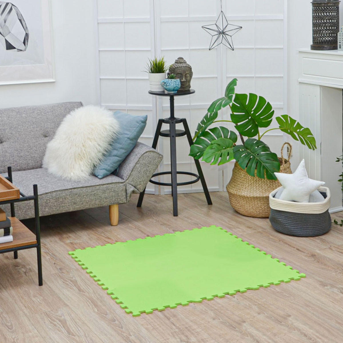 SPIELMATTE ab Null - 90 cm Baby Puzzlematte Grün - Grün, Kunststoff (30/30cm) - Littletom