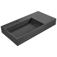 HÄNGEWASCHBECKEN Schwarz 90/48 cm Mineralguss Cusco - Schwarz, Naturmaterialien (90/13/48cm) - Beliani