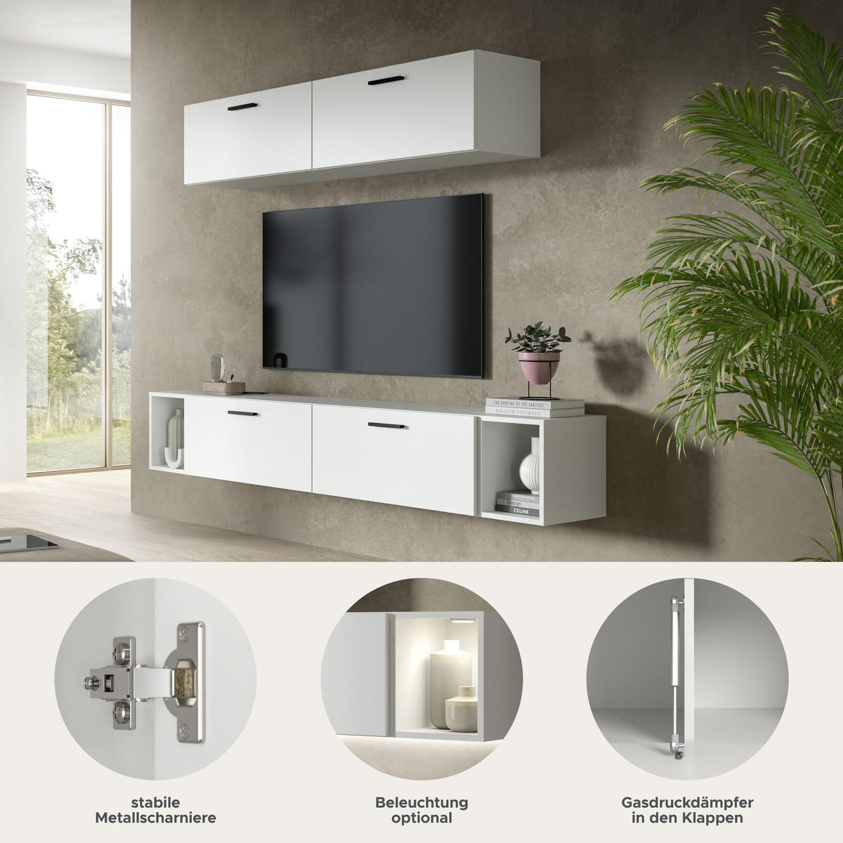 WOHNWAND The One weiß 202/34/184 cm - Weiß, Holzwerkstoff (202/184/34cm) - Xonox