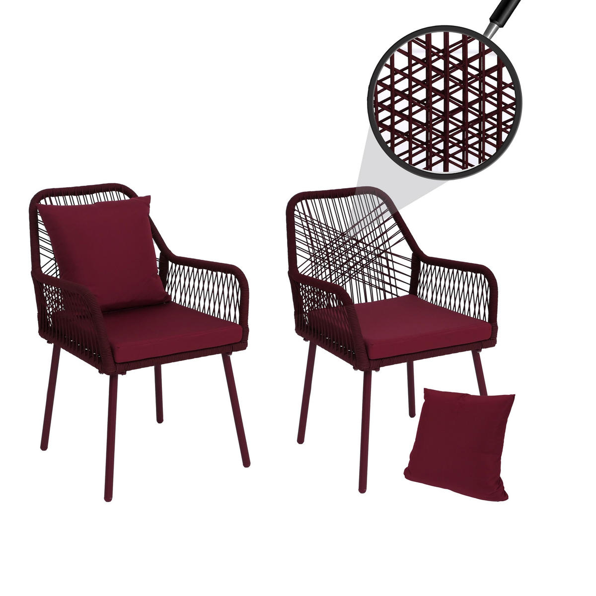 ZÁHRADNÁ STOLIČKA Bordeaux - bordová, textil (54/81/62cm) - MCW