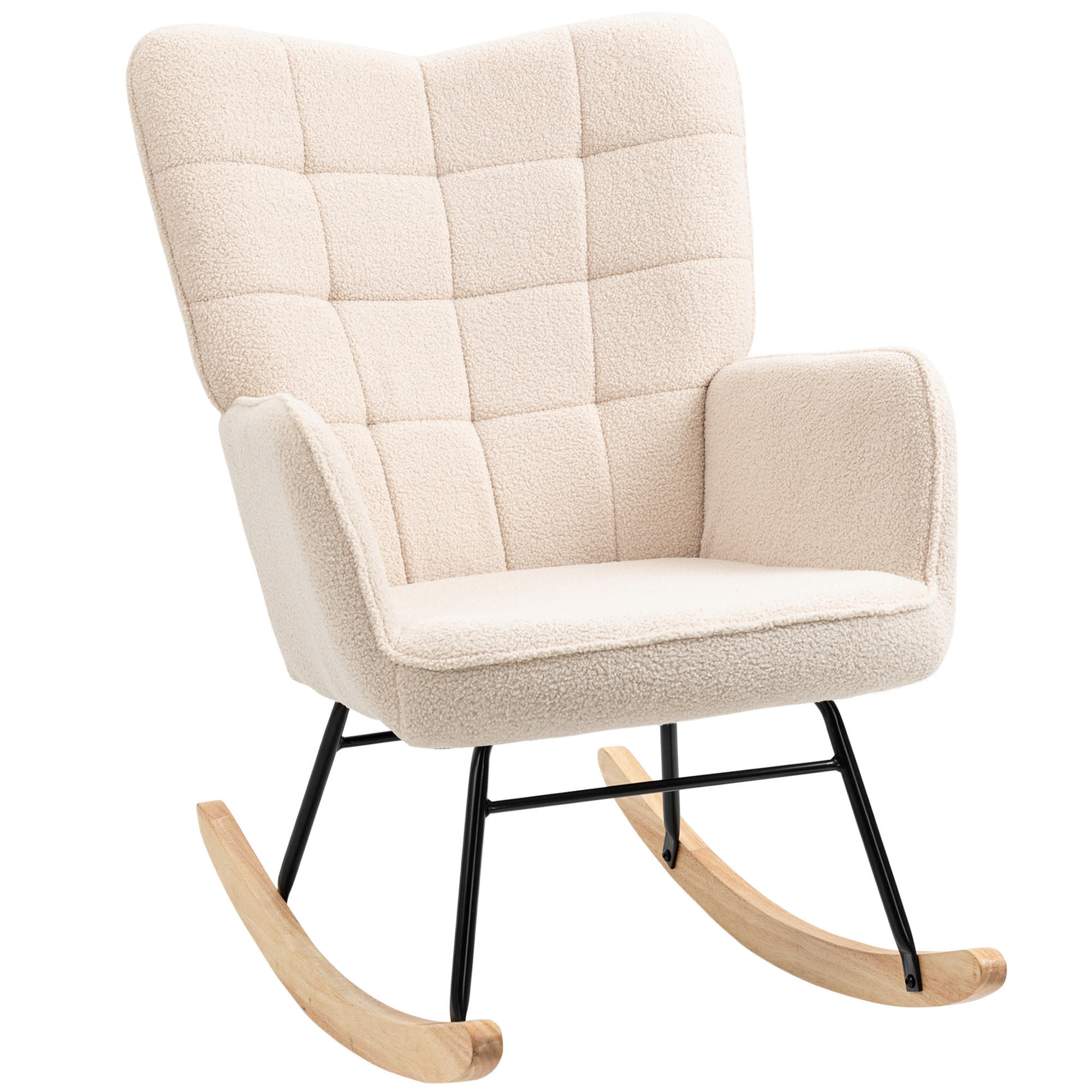 SCHAUKELSTUHL, Berbervlies, Beige - Beige, Kunststoff/Metall (98/101/71cm) - HOMCOM