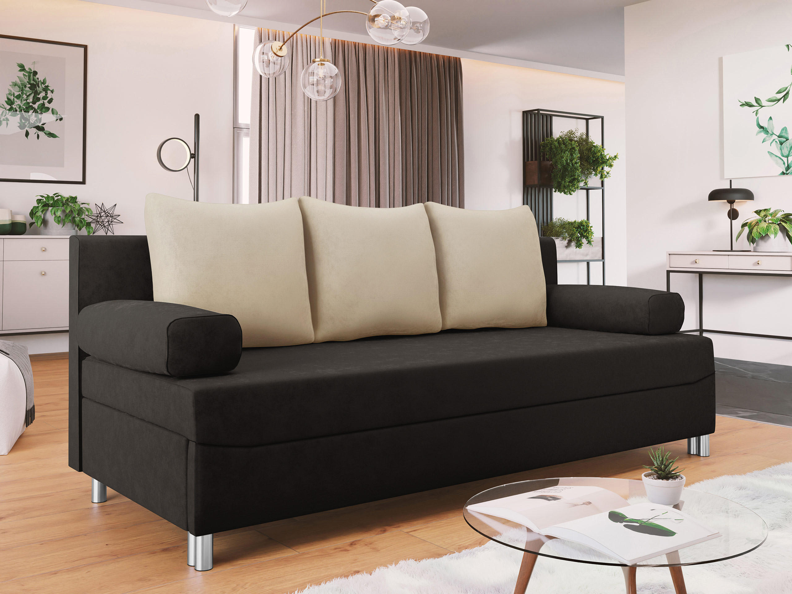 SCHLAFSOFA Dover - Chromfarben/Braun, Holz/Kunststoff (192/86/80cm) - MIRJAN24