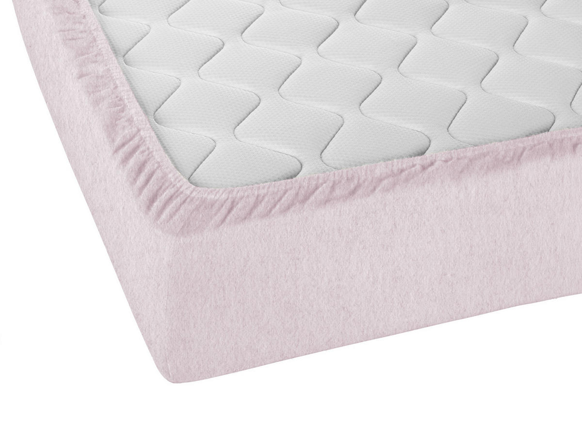 SPANNBETTTUCH Biber Melange UNI rose, 140x200 cm - 160x200 cm - Rosa, Textil (160/200cm) - biberna