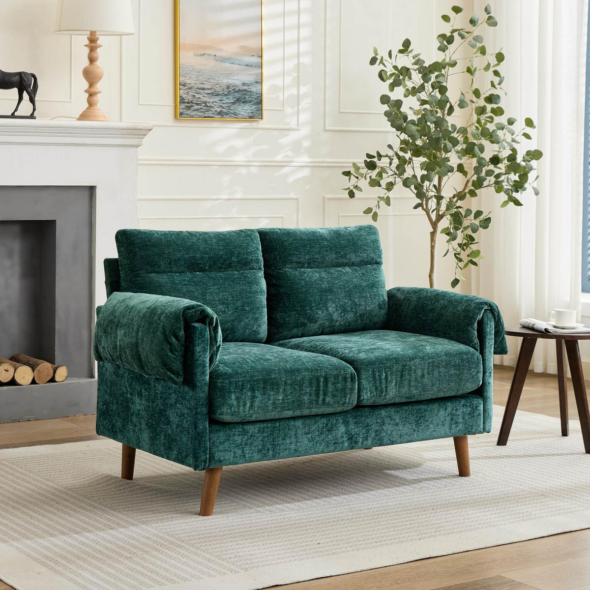 2-SITZER SOFA Chenille Grün - Grün, Holzwerkstoff/Textil (70/85/124cm) - WISHDOR