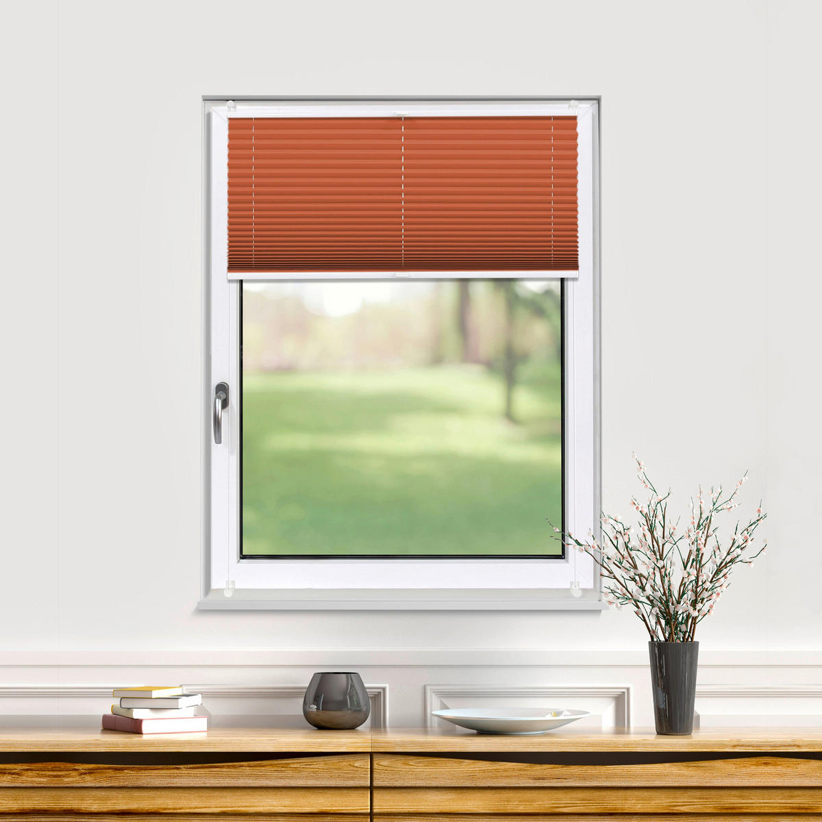 PLISSEE Thermo Basic 75 x 210cm Klemmfix ohne Bohren - Orange, Textil (75/210/210cm) - Deco-Raum