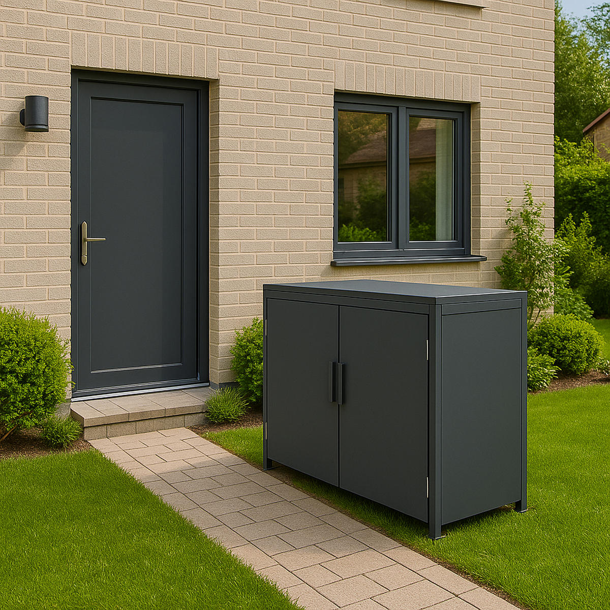 MÜLLTONNENVERKLEIDUNG Dublin - Mülltonnenbox für 2 - , Stahl verzinkt, anthrazit - Grau, Metall (132/116/80cm) - TPFGarden