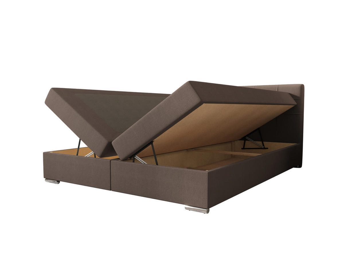 BOXBETT ZILANO 1 mit Matratze H3 und Topper 160x200 Cosmic 808 - Braun, Holz/Textil (160/200cm) - Bedante