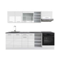 KÜCHENZEILE R-Line Weiß Hochglanz/Weiß 240 cm, AP Anthrazit - Weiß Hochglanz/Weiß, Holzwerkstoff (240/81.6/60cm) - Vicco