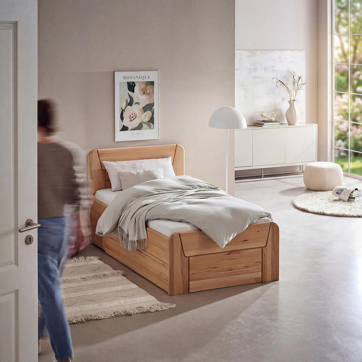MASSIVHOLZBETT - Kernbuche, Holz (100/200cm) - home24