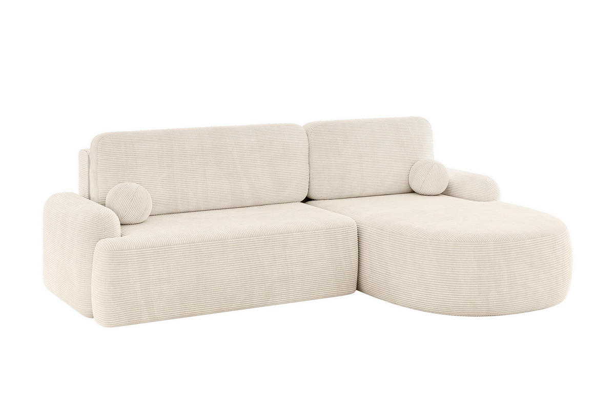 WOHNLANDSCHAFT mit Schlaffunktion und Bettkasten LIRA-L - 264x172x89 Beige - Beige, Holzwerkstoff/Textil (172/264cm) - ALTDECOR