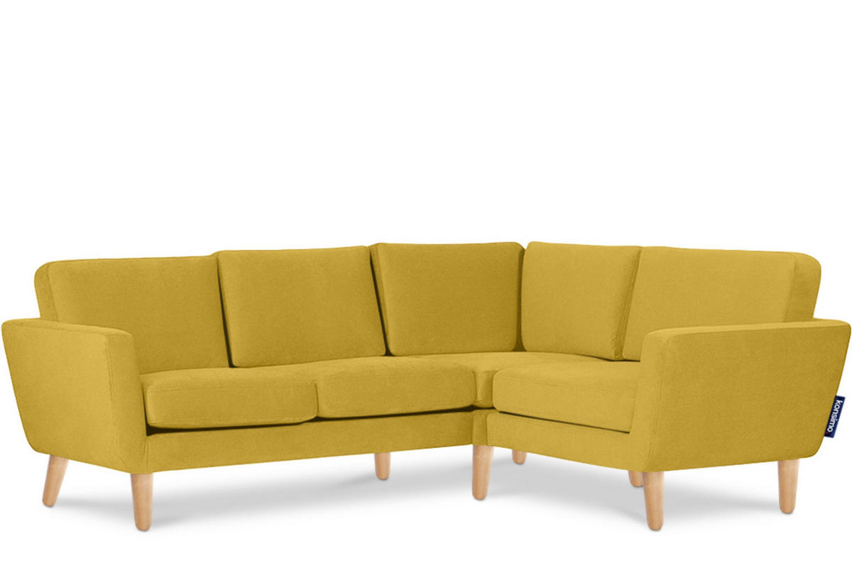 ECKSOFA-RECHTS TAGIO 3/4 Sitzer, Gelb - Gelb/Braun, Buchenholz/Textil (220/181cm) - KONSIMO®