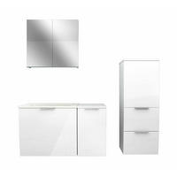 BADMÖBEL Set Gently 1 V2 R Weiß MDF Waschtisch 90cm mit 5W LED-Strahler / Energiebox - Weiß, Glas/Kunststoff (46/52/90cm) - AcquaVapore by Sandra Jentho