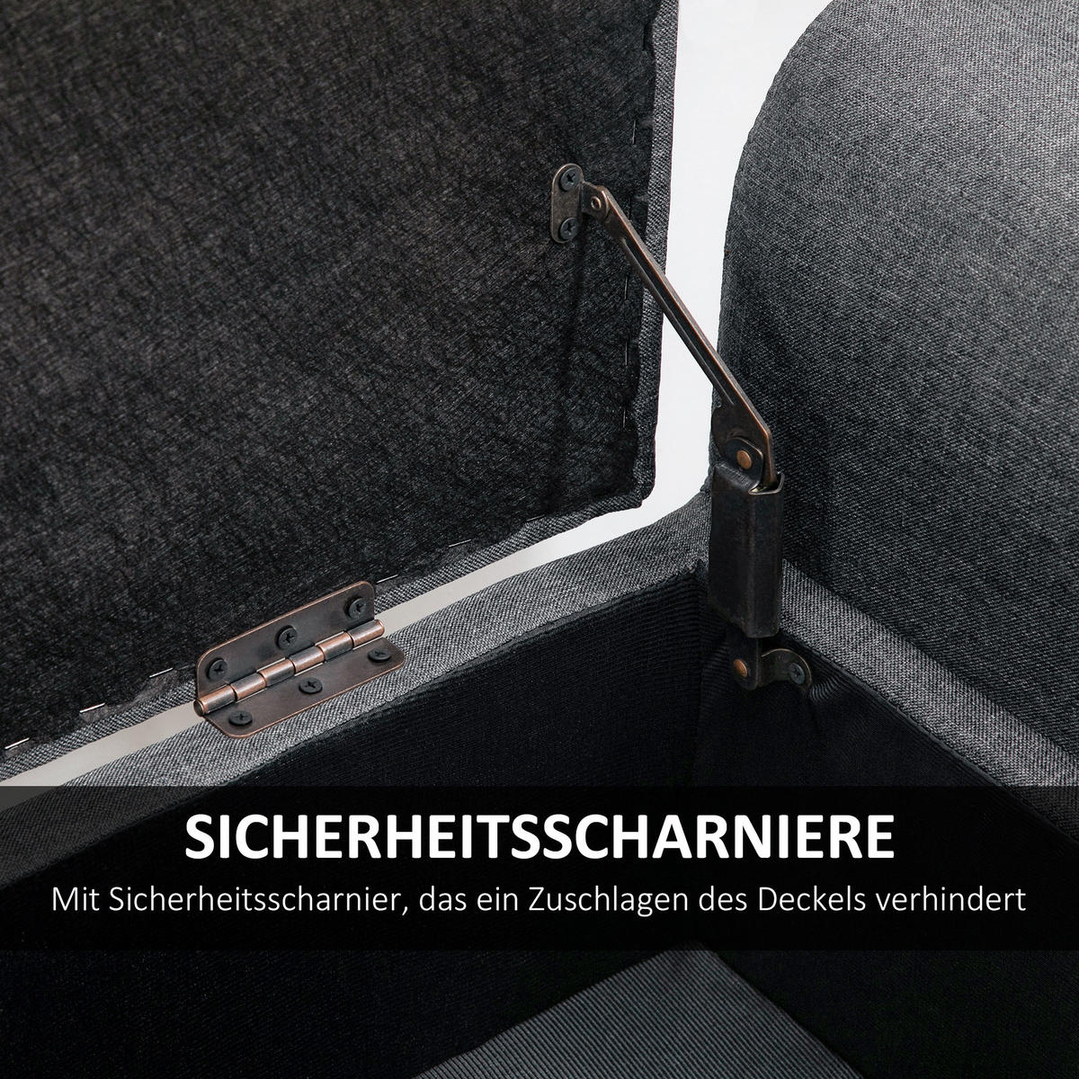 SITZBANK Polsterbank mit Stauraum belastbar bis 130 kg Leinen-Touch Dunkelgrau - Dunkelgrau, Kunststoff (44/58/116cm) - HOMCOM