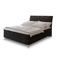 BOXBETT MACON 180x200 cm mit Matratze und Topper - Schwarz - Schwarz, Holz (180/200cm) - MASSENO