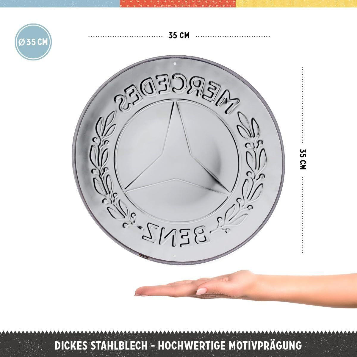BLECHSCHILD 35 cm Rund Mercedes-Benz Logo - Multicolor, Metall (35/35/0.2cm) - Nostalgic-Art