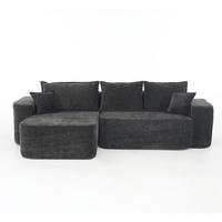 ECKSOFA 262/144/65 cm schwarz aus Chenille mit Chaiselongue und modularem Design - Schwarz, Textil (144/262cm) - OKWISH