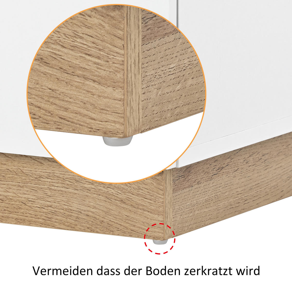NACHTSCHRANK mit zwei Schubladen, 40/55/55 cm, weiß+oak - Weiß, Holz (40/55/55cm) - Kaket