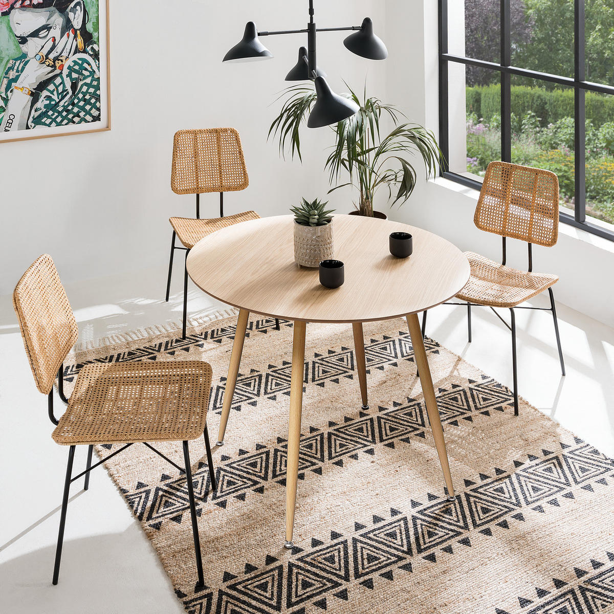 ESSTISCH - Eiche - Eichefarben, Holzwerkstoff/Metall (100/100/75cm) - home24