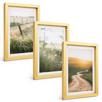 BILDER SET 3er Set - 20x30 cm Goldrahmen - Landschaftswiesenstraße West - Goldfarben, Kunststoff (20/30cm) - TULUP