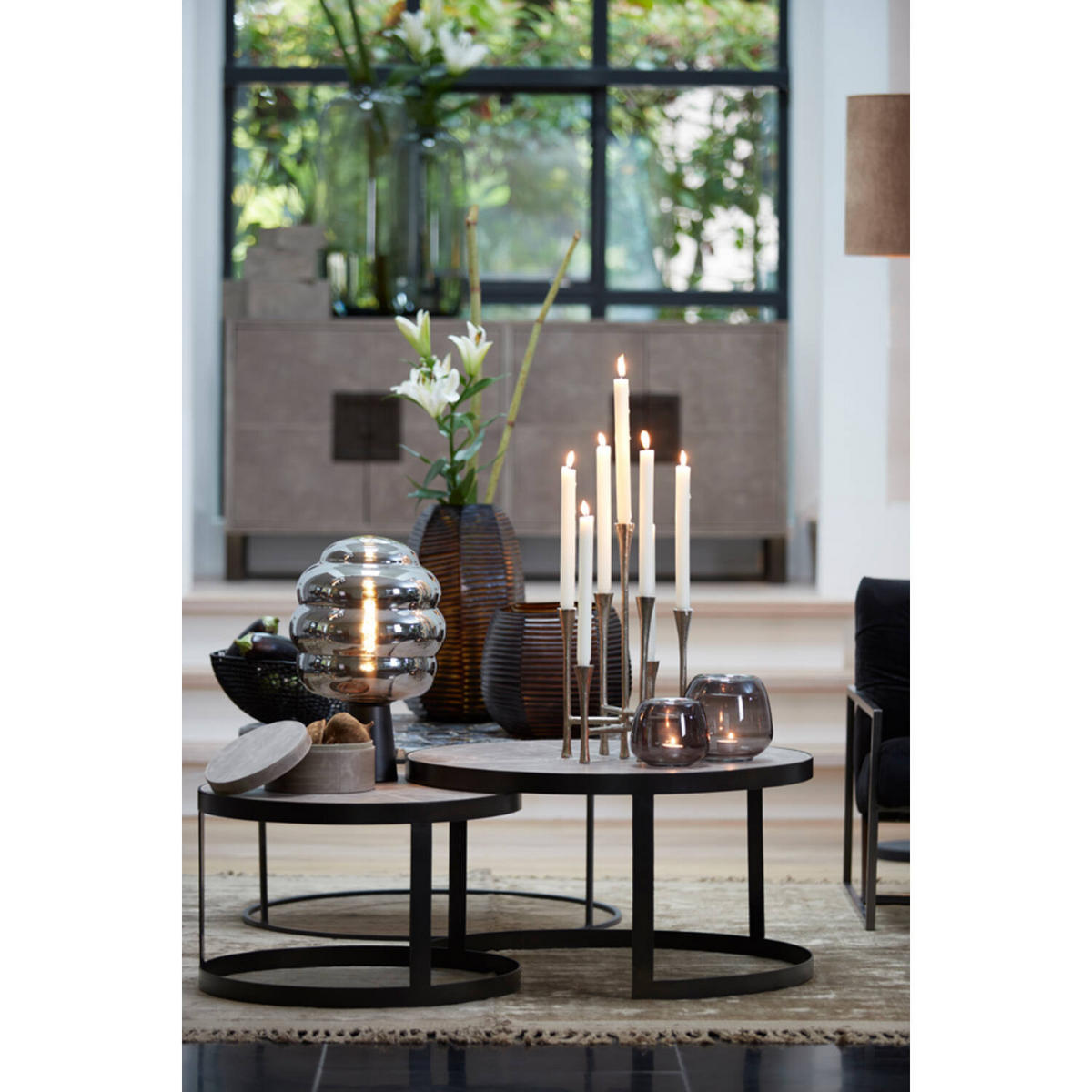 TISCHLAMPE Misty Grau 30/30/46 cm - Grau, Glas (30/30/46cm) - Light & Living
