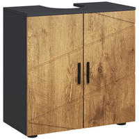 WASCHBECKENUNTERSCHRANK DE-15879 mit 2 Türen Anthrazit/Holz - Eichefarben, Holzwerkstoff (60/60/30cm) - ComfortXL
