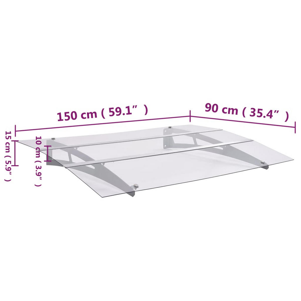 TÜRVORDACH Silbern Und Transparent 150/90 Cm Pet - Transparent, Kunststoff (150/90cm) - vidaXL