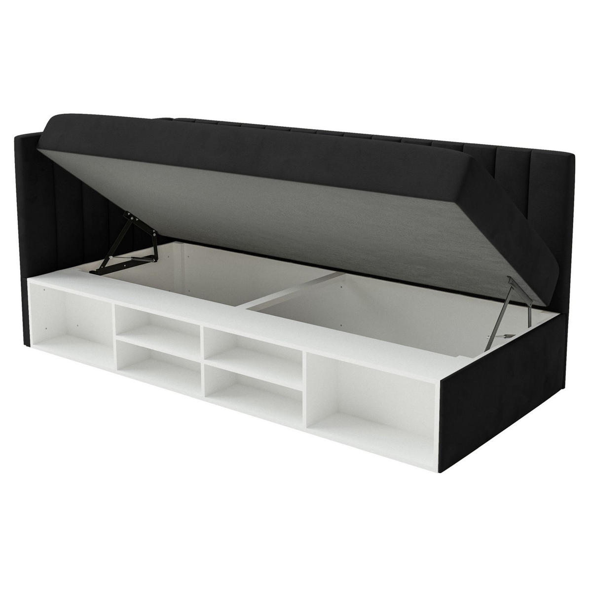 JUGENDBETT Ventrio Schwarz Easy-Clean-Samtbezug 90x200 cm - Schwarz, Kunststoff/Textil (90/200cm) - Selsey