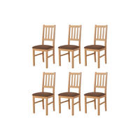 STUHL Bos 4 (6er Set) - Braun/Sonoma Eiche, Holz (43/94/40cm) - Leaf Design