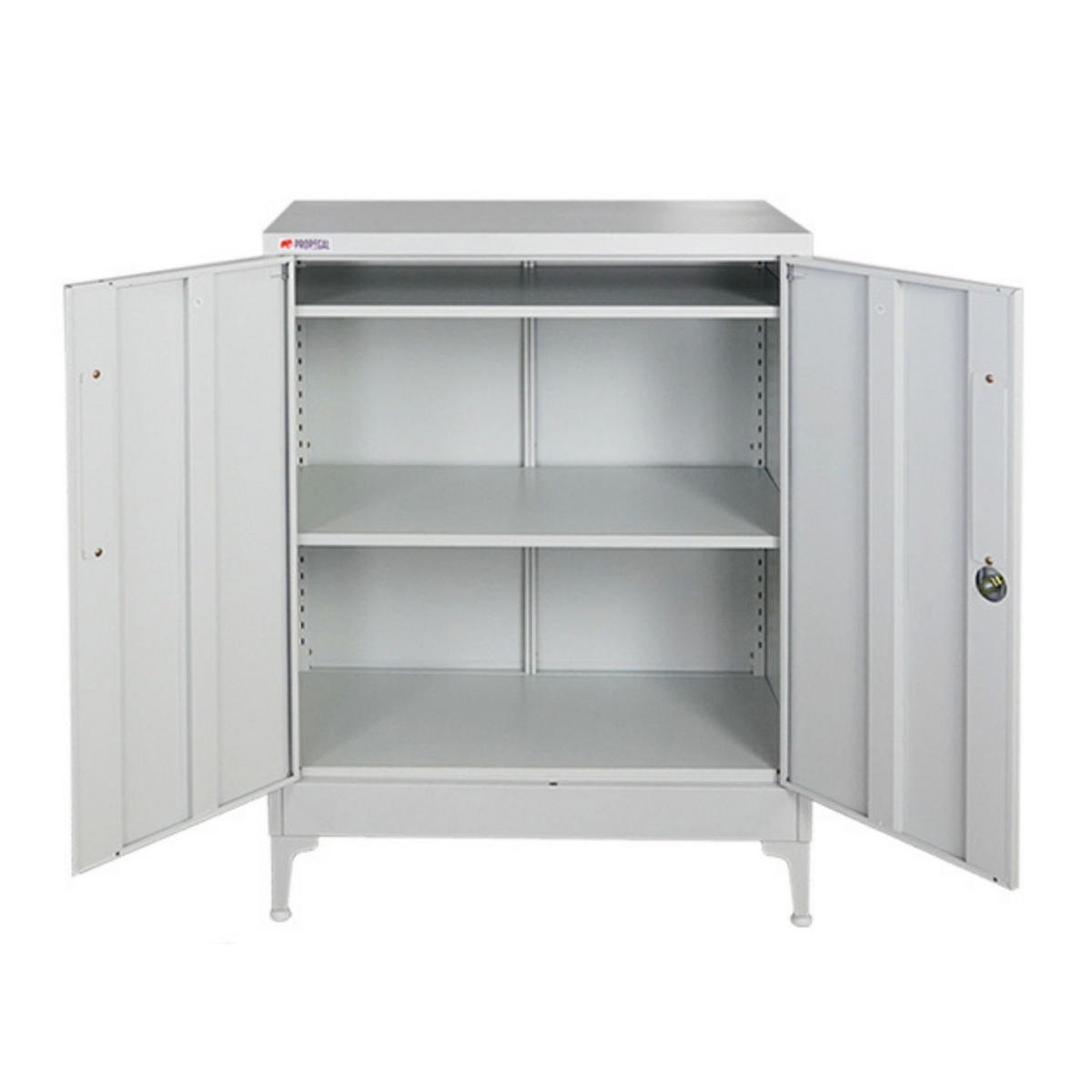 AKTENSCHRANK Elephant 2er-Set 2 Ebenen Lichtgrau 90x80x40cm - Hellgrau, Metall (160/90/40cm) - PROREGAL