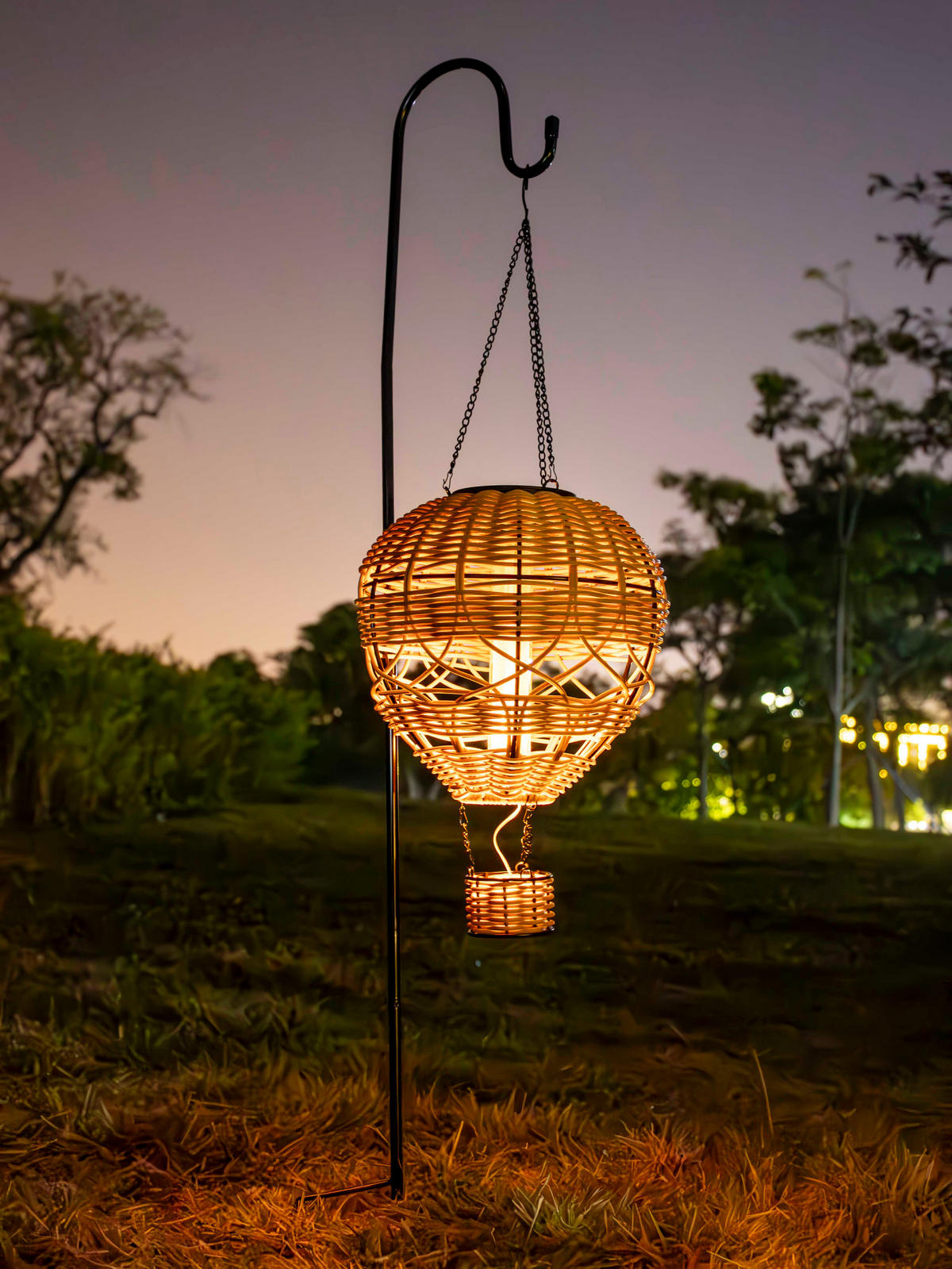 LED-HEISSLUFTBALLON aus Rattan - Solar-Beleuchtung für Garten und Balkon - Weiß, Kunststoff (20.5/20.5/52cm) - Northpoint