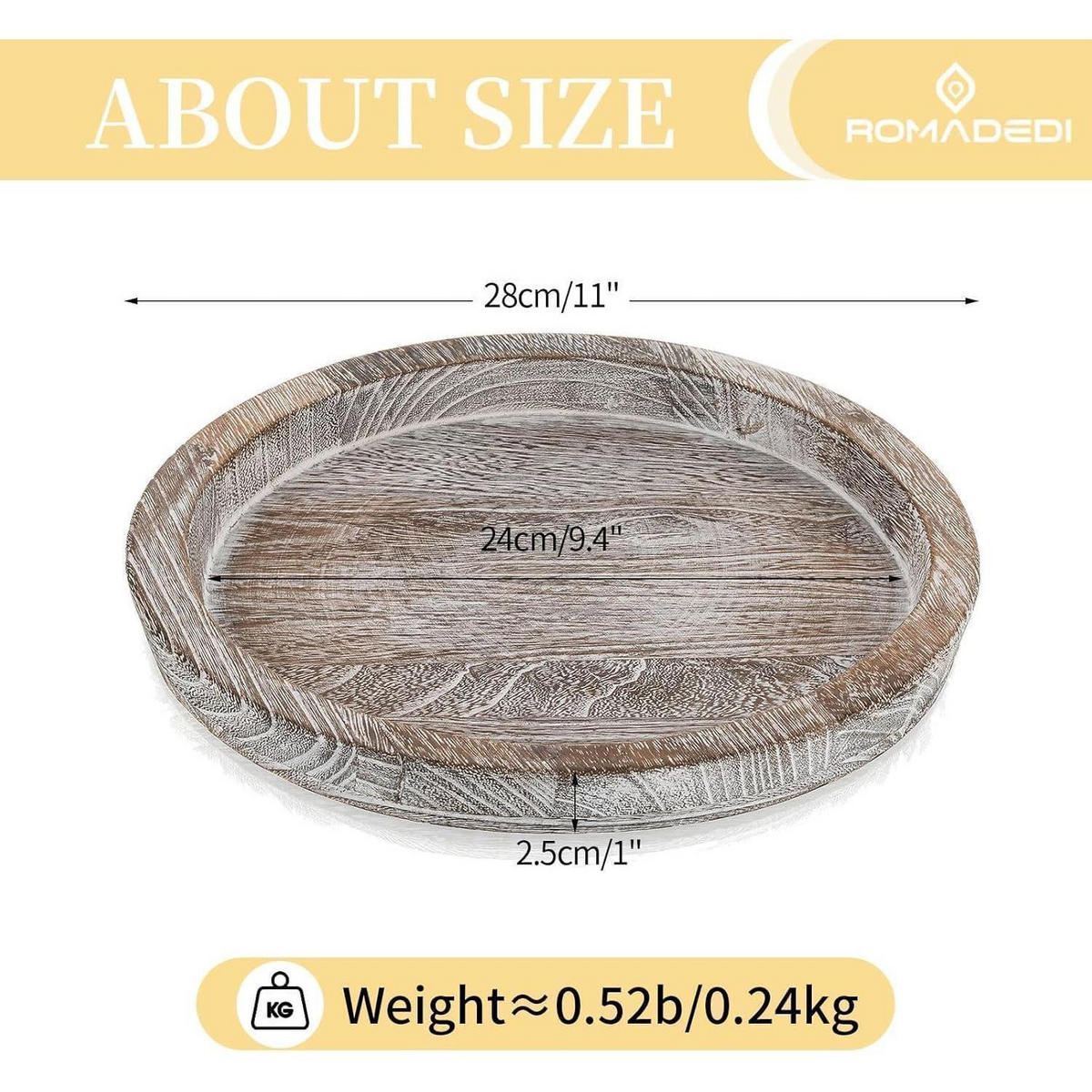 HOLZ Tablett rund 29 cm Landhausstil weiß - Weiß, Holz (30/2/30cm)